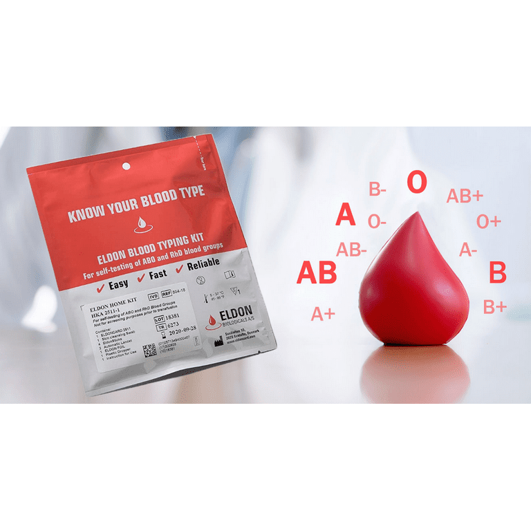 5 Pack EldonCard Blood Type Test Testing Kit w/ Instructions ABOAB & RHESUS  D
