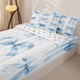 thumbnail image 3 of Manfei Blue Princess Bow Zipper Twin Comforter Sets with Fitted Sheet and 2 Pillowcases For Girls,Watercolor Bowknot Print Zipper Bedding Set For Kids,Reversible,4-Piece, 3 of 7