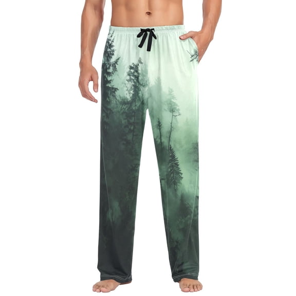 FORMRS Mens Pajama Pants with Pockets Sleepwear Lounge Bottoms Sizes S-2XL, Green Forest