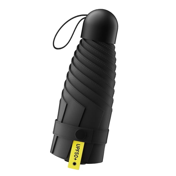 UGOZOYO Travel Mini Umbrella Small Compact, Portable Umbrella with UV Protection UPF 50 , Rainproof & Sunproof Folding Umbrella (Black)