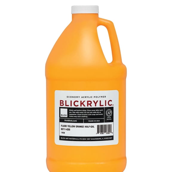 Blickrylic Student Acrylics - Fluorescent Yellow Orange, Half Gallon