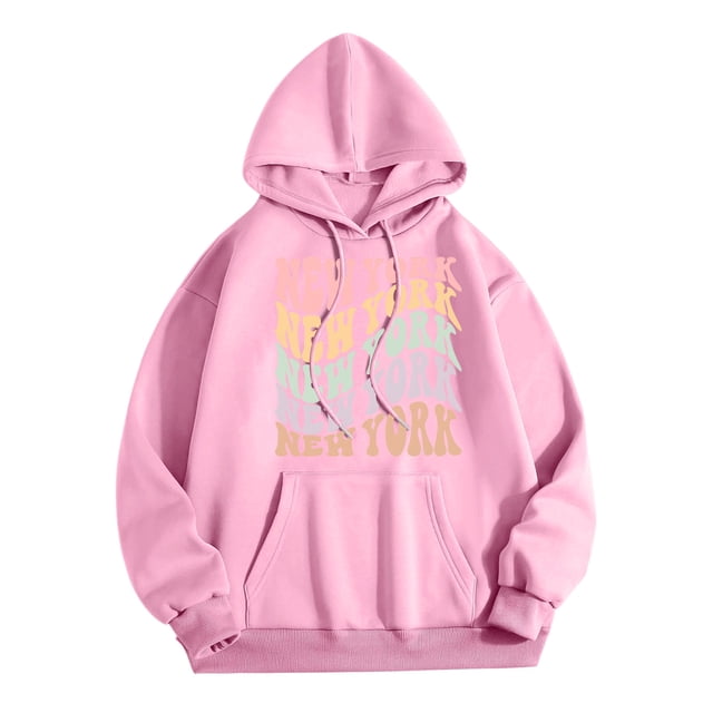 WEAIXIMIUNG Sweatshirts à Col Rond pour Femmes, Hoodie Décontracté avec Poche, Imprimé Lettres Anglaises