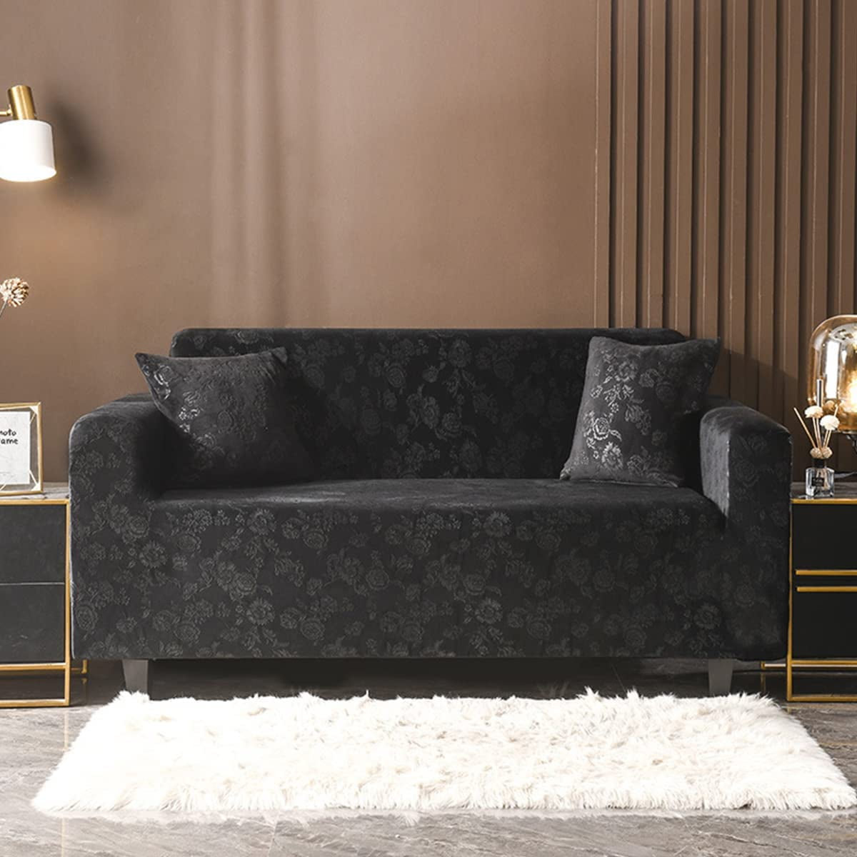 Stretch Crystal Velvet Sofa Covers For 3 Seat Cushion Couches Elastic