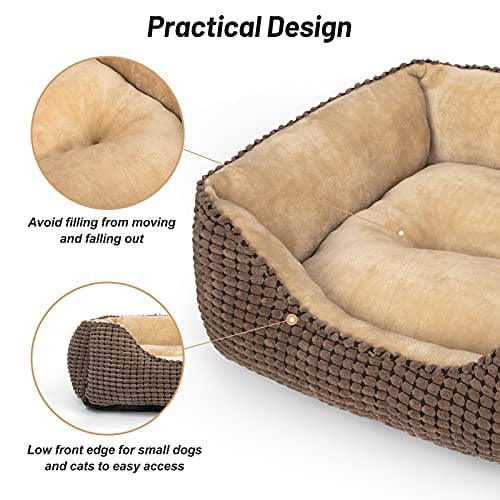 MIXJOY Dog Bed for Large Medium Small Dogs Orthopedic Pet Sofa Bed Soft Calming Cat Beds for Indoor Cats Anti-Slip Bottom with Multiple Size Rectangle Washable Sleeping Puppy Bed
