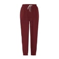 thumbnail image 3 of Plus Size Casual Pants for Womens High Waist Fashion Solid Color Sleeping Pants With Loose Waistband And Elastic Waist Pocket For Comfortable Foot Binding And Casual Pants, 3 of 8