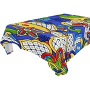 SKYSONIC Mexican Talavera Rectangle Tablecloth Spill-Proof Polyester Table Cloth Table Cover for Kitchen Dining Picnic Holiday Party Decoration,54x54 inch