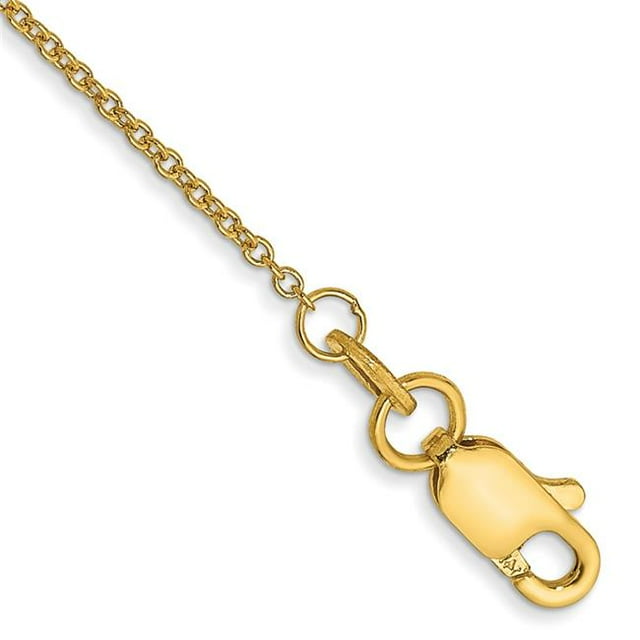 Quality Gold PEN53-9 14K Yellow Gold 1 mm Round Open Link Cable Chain Anklet 9 in. Bracelet