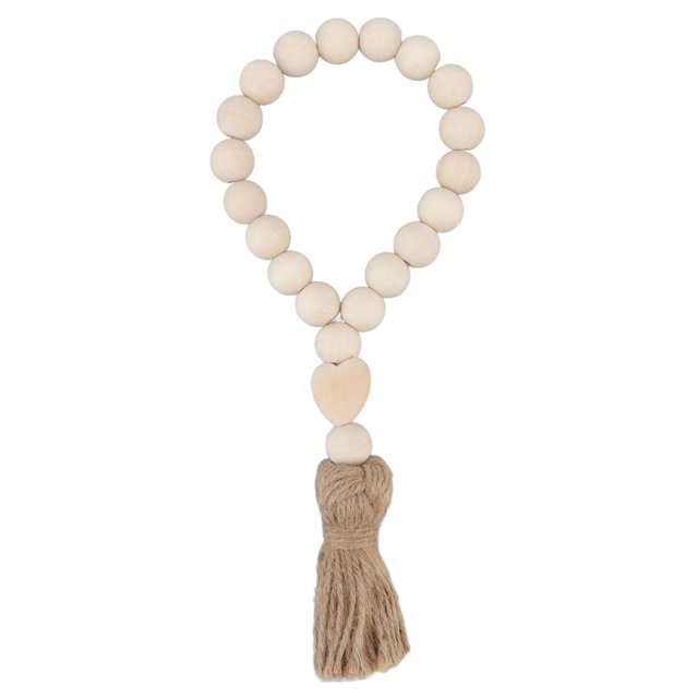 Guirnalda de cuentas de madera natural con borlas: decoración bohemia casera de estilo rural