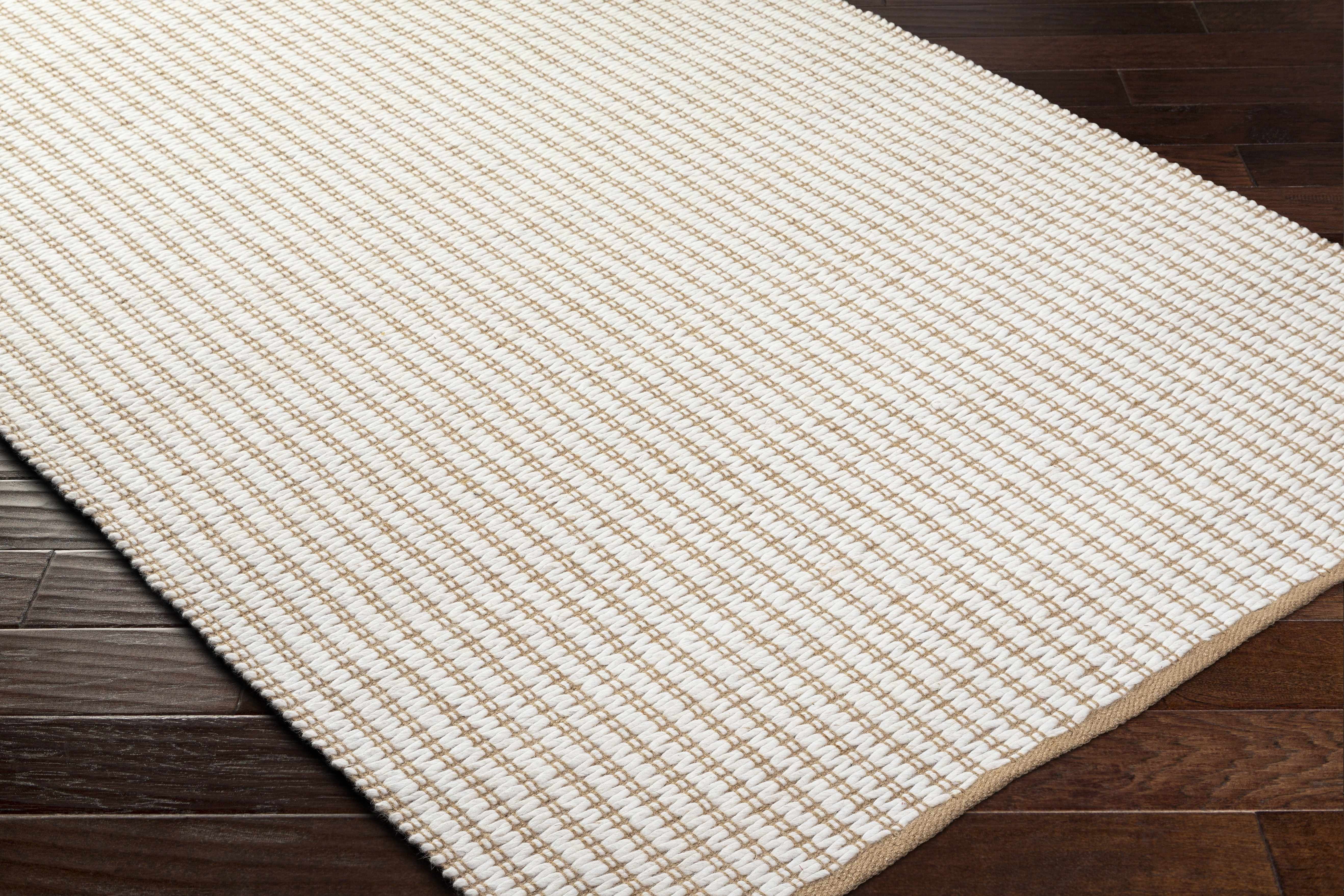 Hauteloom Ievan Boho Hand Woven Natural Fiber Wool Soft Runner Rug - Farmhouse Minimalist Geometric Dotted Carpet - Cream, Beige, Ivory - 2'6" x 8'