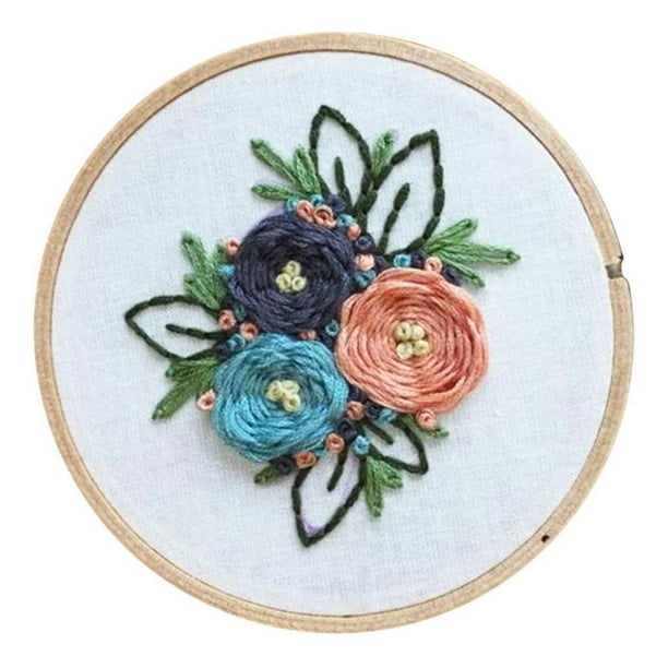 Juego completo de kit de inicio de bordado, kits de bordado a mano para principiantes con Flor azul