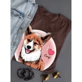 thumbnail image 3 of I Heart Corgi Wink T-Shirt Women -Image by Shutterstock, Female Large, 3 of 4