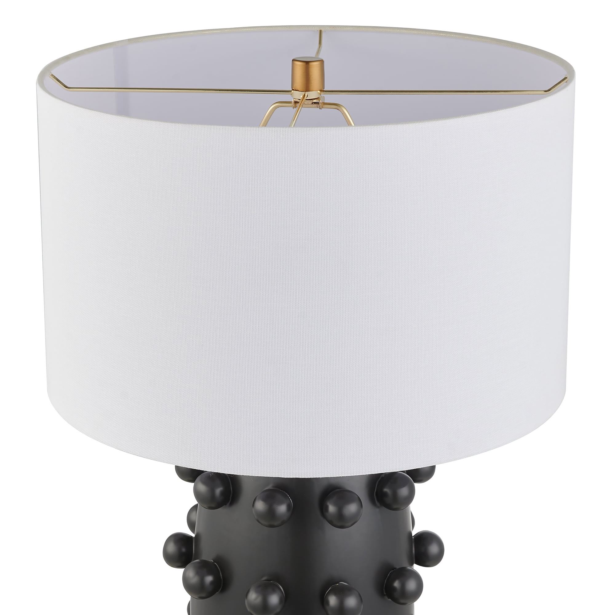 Evelyn&Zoe Farrington 26" Tall Ceramic Table Lamp with Fabric Shade, Matte Black/White