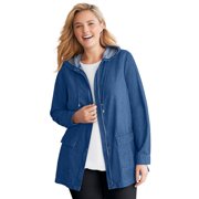 Woman Within Women's Plus Size Lightweight Hooded Jacket Color: Medium Stonewash Size: 24