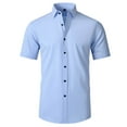 thumbnail image 5 of Men's Elastic Wrinkle Resistant Solid Color Minimalist Business Shirt, 5 of 20