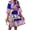 Royal Blue, variant on Women's Printed Notched Three Quarter Sleeve Tiered Dress Polyester 100% Fabric Easy Care Everyday Wear Casual