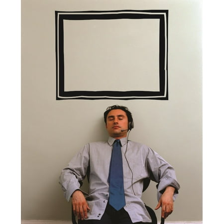 Single Line Design Custom Wall Decal Sticker : Square With Single Line Design Frame Silhouette 12x18 Inches ()