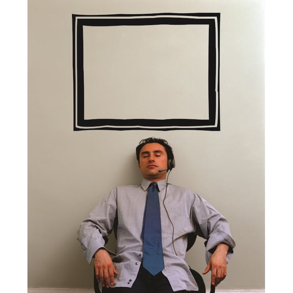 Wall Decal : Square With Single Line Design Frame Silhouette 16x24 Inches