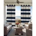 thumbnail image 6 of Khaki Navy Blue Striped Blackout Curtains for Bedroom Living Room Darkening Curtains 54 Inch Long Farmhouse Abstract Lines Art Short Curtain for Small Window Treatment Grommet Drapes 52"x54"x2, 6 of 9
