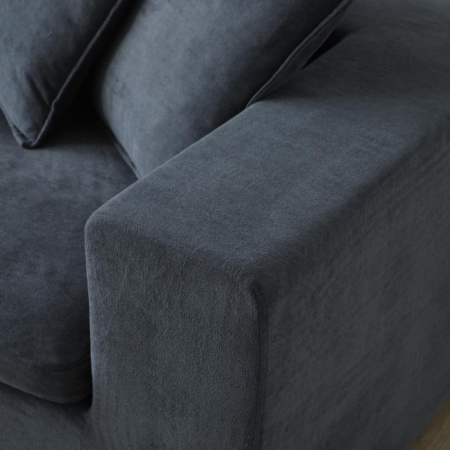 Demi Bonn 149" Cloud Sectional Sofa with L-Shape Chaise, Modern Deep Seat Modular Couch, Velvet Upholstered for Living Room or Bedroom, No Assembly Needed, Gray