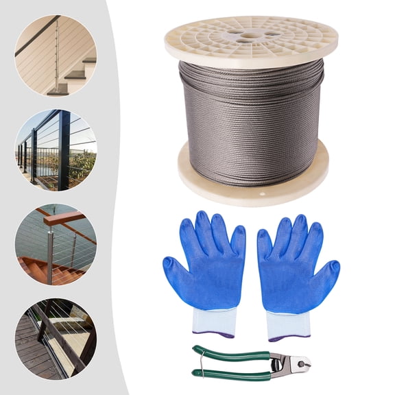 1 PCS Deck Railing Cable, Stainless Steel Wire Rope, Braided Stainless Steel Cable