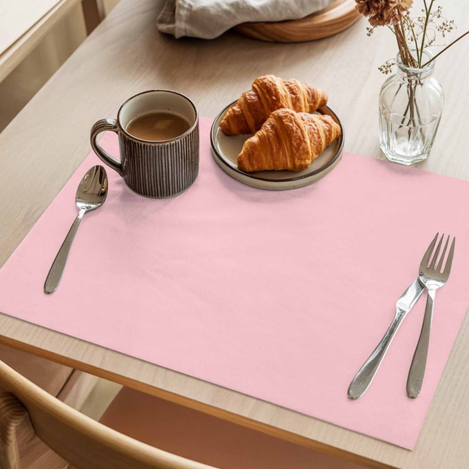 Placemat Set of 6 Pink Placemats for Dining Table Solid Color Pink Washable Table Mats for Kitchen and Party Decor Indoor & Outdoor Use