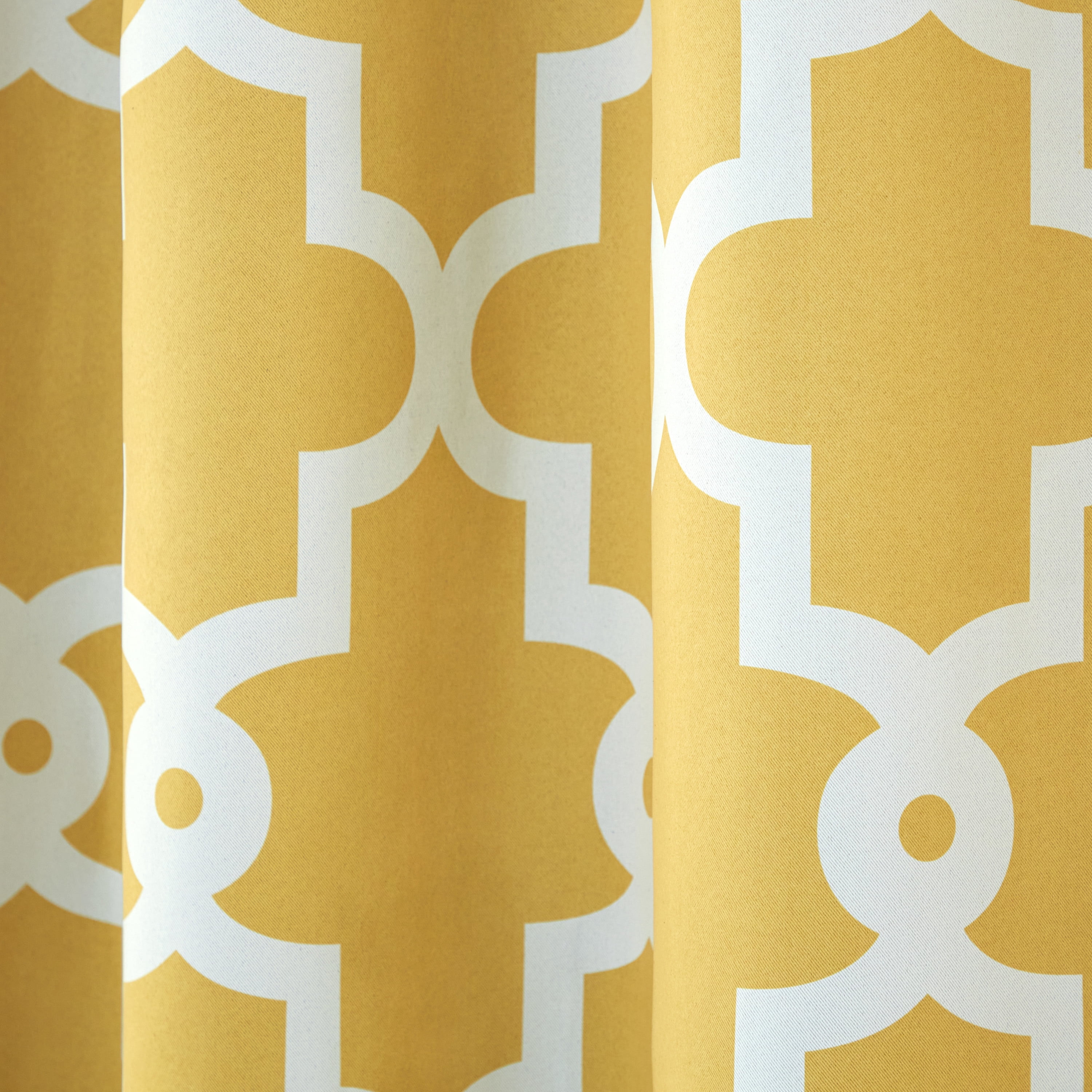 TOWN & COUNTRY EVERYDAY Ironwork Geo Trellis Sateen Indoor Curtains, Room Darkening Blackout, Grommet Top, Energy Efficient, 2-Pack Set, 52"x108", Sundress Yellow