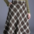 thumbnail image 4 of Women's Lattice Skirt Warm Elastic Waist Wool A-Line Pleated Tartan Winter Long Skirts, 4 of 9