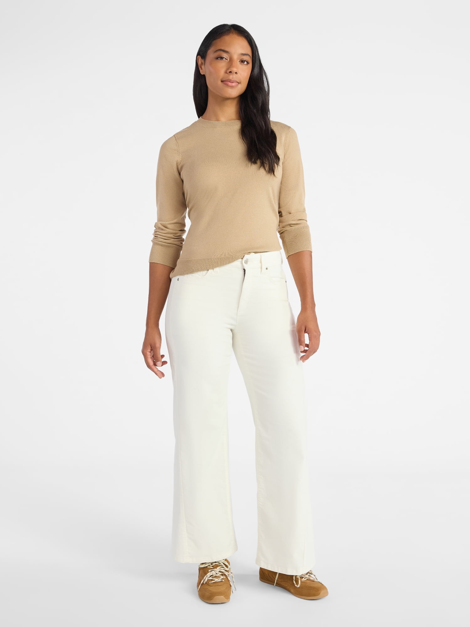 Time and Tru Women's Velvet Wide Leg Pants, 32" Inseam, Size 0-20