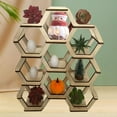 thumbnail image 6 of oshhni Honeycomb Shape Shelf 9 Storage Panes Wooden Storage Rack for Figures Plants 36cmx30cmx10cm, 6 of 9