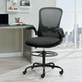 thumbnail image 2 of Lacoo Mid-back Drafting Office Chair Adjustable Height Desk Chair Ergonomic Design Office Chair With Flip-up Armrest And Foot Ring, Black, 2 of 7