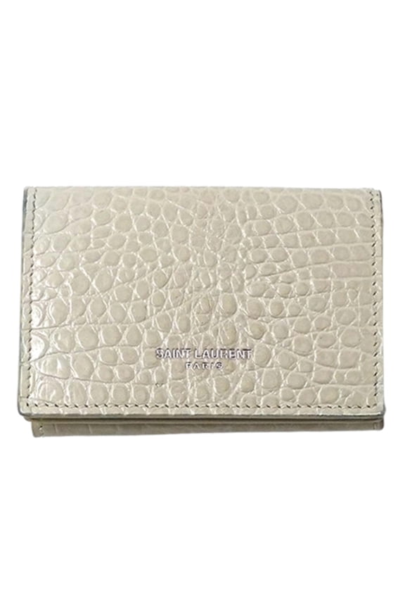 Pre-Owned Saint Laurent Women's Tri-fold Wallet in Crocodile Embossed Leather, Ivory... (Good)
