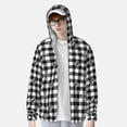thumbnail image 6 of Rocae Anchor Black Tartan Plaid Print Breathable Sun Protection Hoodie Quick-Dry Lightweight Long Sleeve Hoodie Unisex Running Sports Shirt Large, 6 of 9