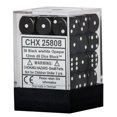 thumbnail image 1 of Bloque de dados negro con blanco, 12 mm D6, paquete de 36 Chessex CHX25808, 1 of 1