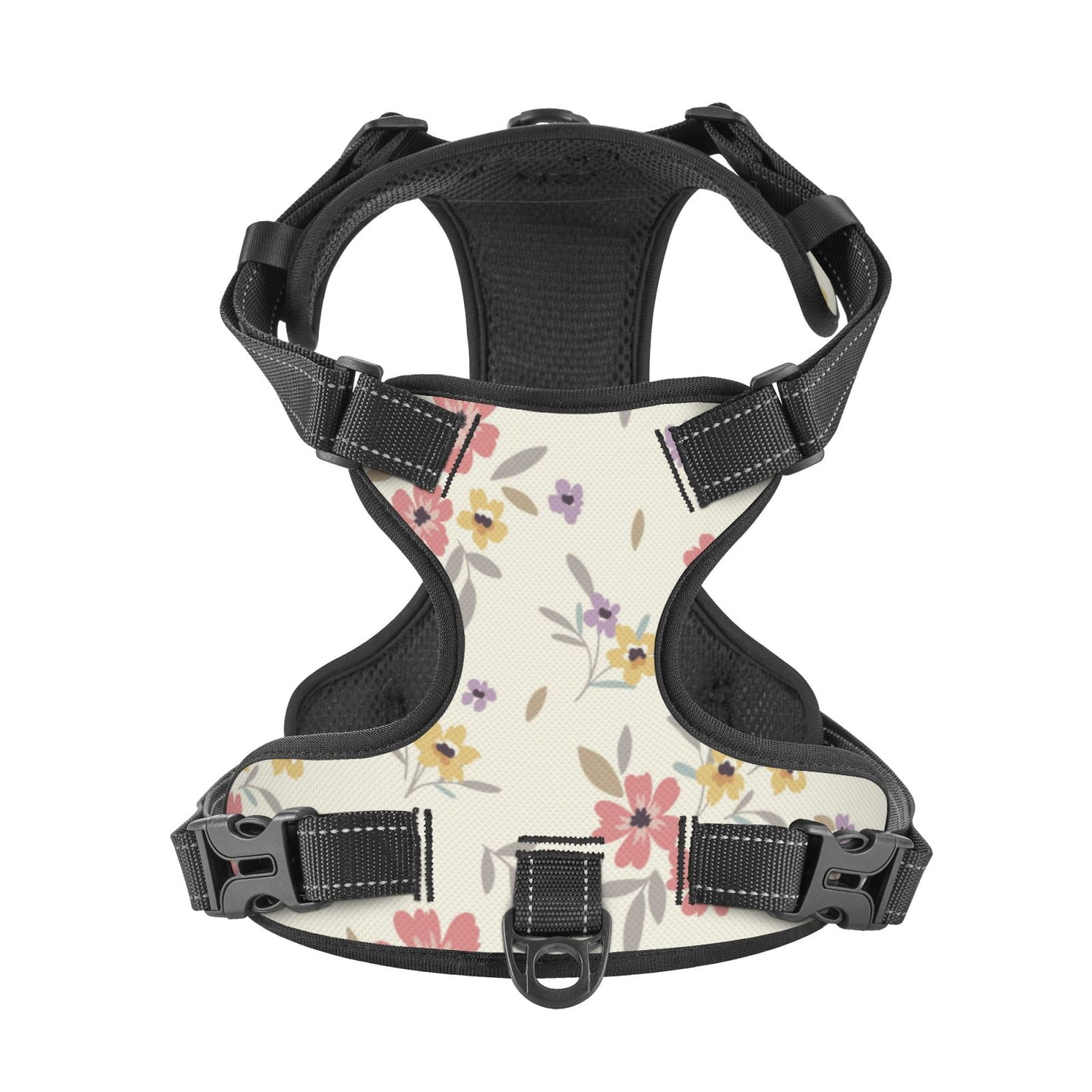 Kdxio Floral Print No Pull Dog Harness Adjustable Reflective Oxford Easy Control Medium Large Dog Harness for Training and Everyday-Small