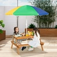 thumbnail image 2 of PetFurnishn Picnic Table, 4 in 1 Cedar Wooden Sand & Water Table w/ 2 Removable Box & Umbrella, Kids Picnic Tables for Outdoors Backyard Garden, Toddler Patio Furniture Set for Boys Girls(Colorful), 2 of 10
