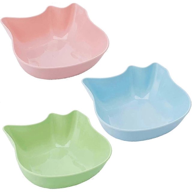 Plastic Pet Feeding Bowls Dog Food Containers 3 Pieces (blue+pink+green) (4-d-w)
