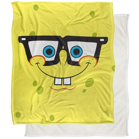 Spongebob Blanket, 50"x60" Spongebob Winking Face Silky Touch Sherpa Back Super Soft Throw Blanket