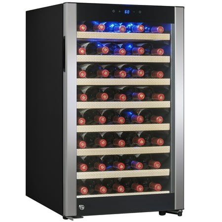 AKDY 52 Bottles Built-in Compressor Single Zone Adjustable Touch Control Panel Freestanding Wine Cooler (Best Compressor Wine Refrigerator)