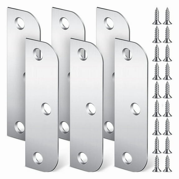 6 Pcs Hinge Filler Plates 3.5 Inch with 5/8 Door Edge Shims Gate Hole Cover Silver