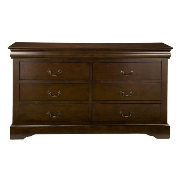 Pemberly Row Modern 6 Drawer Wood Dresser in Cappuccino (Brown)
