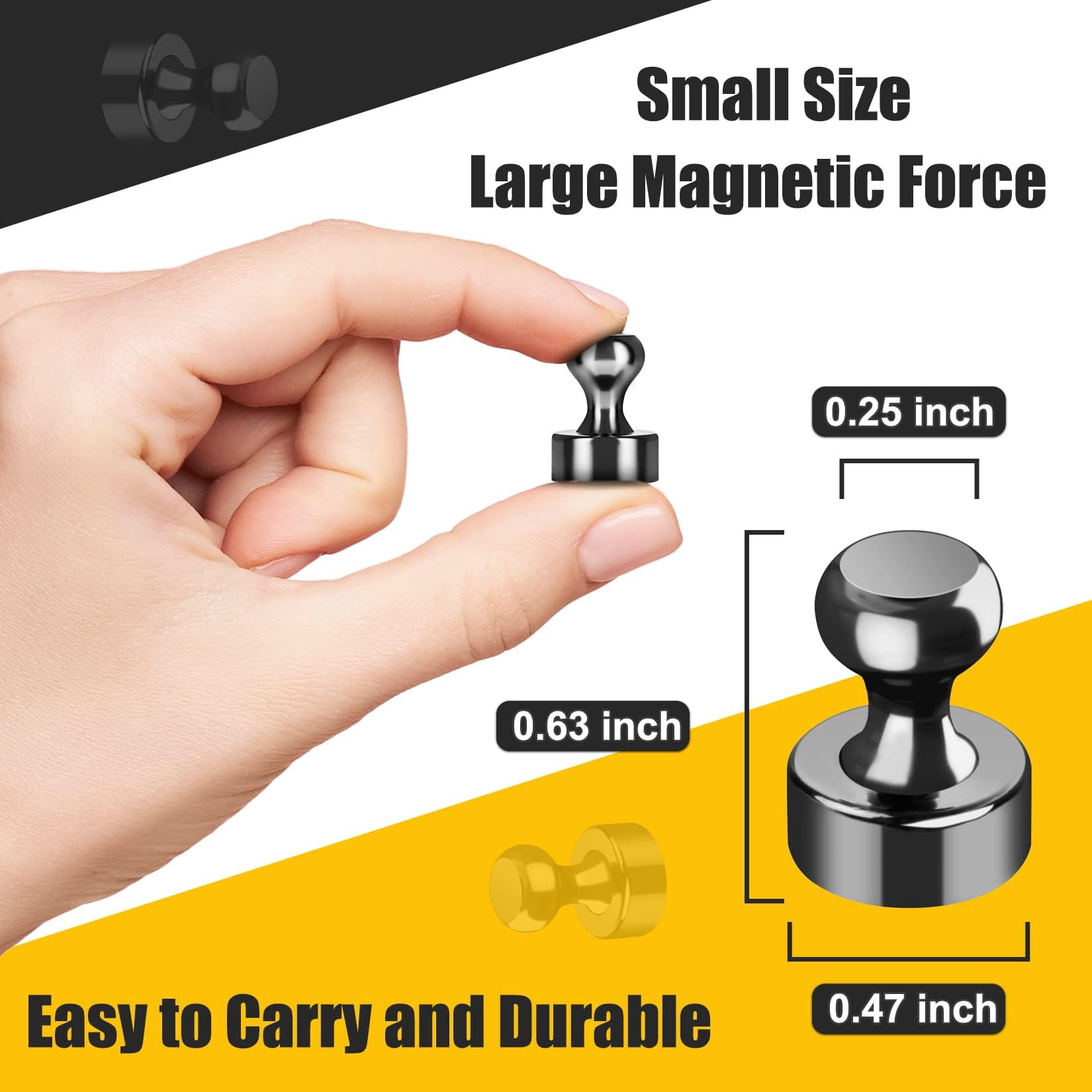 VNDUEEY 40Pcs Black Refrigerator Magnets Fridge Magnet, Strong Whiteboard Magnets, Fridge Magnets Adults, Small Magnets for Kitchen, Office, School, Locker
