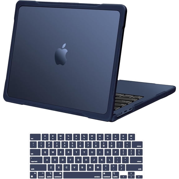 MOSISO Compatible with MacBook Air 13 inch Case M5 2026 M4 2025 M3 M2 2024-2022 A3449 A3240 A3113 A2681, 2 in 1 Kit Crack-Resistant Hard Case with Soft TPU Bumper for MacBook Air 13.6