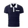 thumbnail image 3 of Tosmy Mens Polo Shirt Male All Seasons Leisure Fashion Design Lapel Button Pocket Short Sleeve Tops Regular Fit, 3 of 9