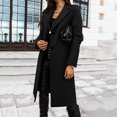 thumbnail image 2 of outfmvch jackets for women wool thin coat trench jacket ladies slim long overcoat outwear womens tops cardigan for women black, 2 of 9
