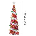 thumbnail image 3 of Christmas Tree with Lights Tinsel Christmas Tree Decoration Artificial Christmas Tree 4.92FT Foldable Pencil Tinsel Christmas Tree With Ball & Light for Xmas Home Office Party Decor, 3 of 9