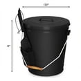 4.75Gallon Metal Ash Bucket with Lid and Shovel (Black