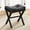 Black Leather, variant on 18-Inch Leather Vanity Stool Chair, Vanity Bench with Metal X-Leg, Ottoman Accent Stool with Thick Padded Saddle Seat, Black