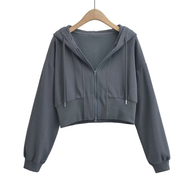 Sudadera con capucha y manga larga para mujer, informal, lisa, de manga larga, con bolsillo y cremallera, para exteriores, con capucha