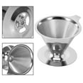 thumbnail image 1 of Coffee Filters One Cup Coffee Maker Drip Stainless Steel Silver 1Pc Stainless Steel Pour Over Coffee Dripper Double Layer Mesh Filter Cup Stand  Use, 1 of 8