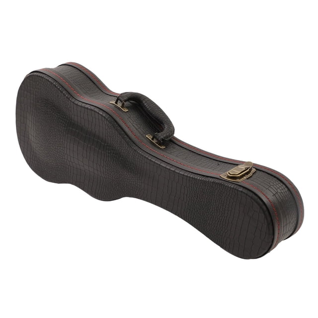 Caja dura de ukelele, bolso de ukelele, bolsita de ukelele resistente al agua portátil de cuero de cuero PU con mango de transporte Negro 26 pulgadas